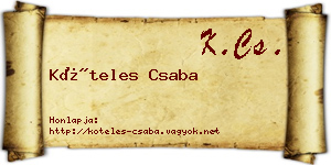 Köteles Csaba névjegykártya